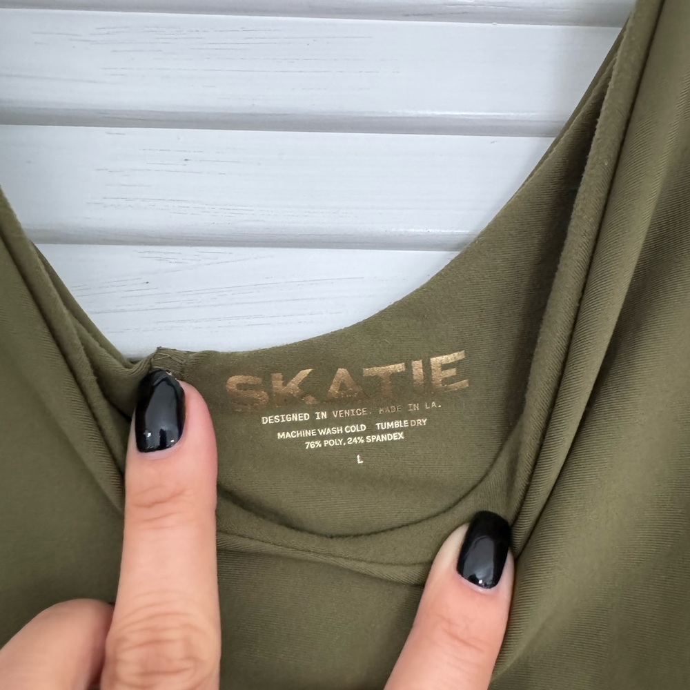 Skatie Olive Green Slip Dress - Picture 2 of 3